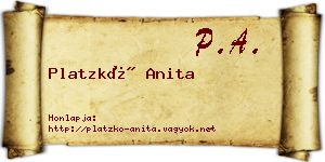 Platzkó Anita névjegykártya